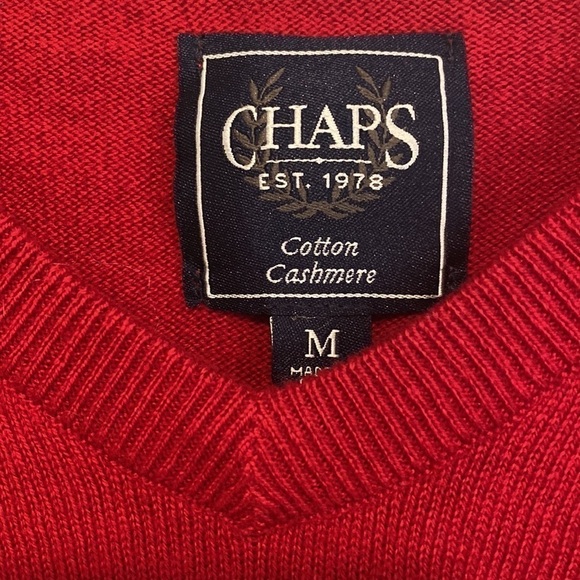 chaps Mens v neck pullover Sweater cotton/cashmere | Size medium - Picture 3 of 10